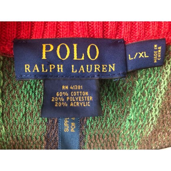 Ralph Lauren Womens Aztec Cardigan Sweater L/XL Shawl Collar Flaw - Picture 10 of 15
